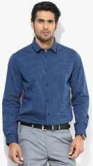 Arrow New York Navy Blue Stripeed Slim Fit Formal Shirt men