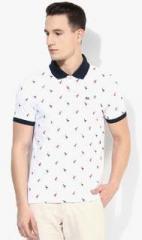 Arrow Sports White Printed Polo T Shirt men