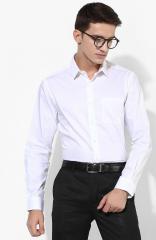 Arrow White Self Design Slim Fit Formal Shirt men