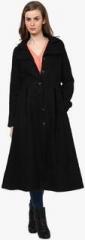 Athena Black Solid Long Coat women