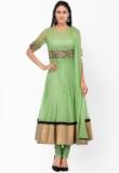 Aujjessa Olive Embroidered Anarkali Women