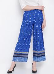 Aurelia Blue Wide Leg Printed Palazzos women