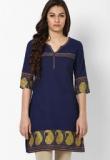 Aurelia Cotton Blue Solid Kurti Women