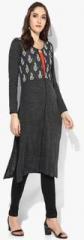 Aurelia Dark Grey Printed Acrylic Kurta women