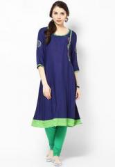 Aurelia Navy Blue Solid Kurta women