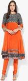 Aurelia Orange Printed Viscose Churidar Kameez Dupatta women