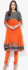 Aurelia Orange Printed Viscose Churidar Kameez Dupatta women