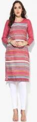 Aurelia Red Striped Cotton Acrylic Kurta women