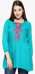 Avaana Green Embroidered Tunic women