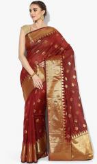 Avishi Maroon Printed Saree women