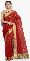 Avishi Maroon Textured Saree women