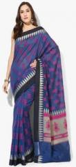 Avishi Navy Blue Printed Cotton Blend Sarees women