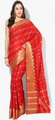 Avishi Red Printed Cotton Silk Sarees women