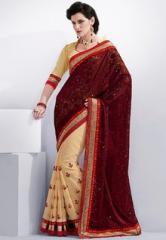 Bahubali Brown Embroidered Saree women