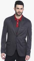 Basics Dark Grey Solid Blazer men