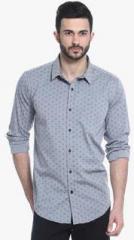 Basics Grey Printed Slim Fit Casual Shirt men