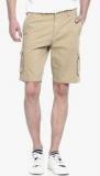 Basics Khaki Solid Regular Fit Shorts men