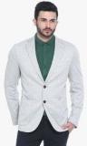 Basics Light Grey Solid Blazer men