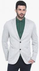 Basics Light Grey Solid Blazer men