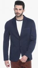 Basics Navy Blue Solid Blazer men