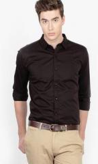 Basics Solid Brown Slim Fit Casual Shirt men