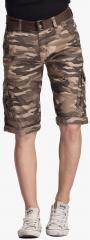 Beevee Olive Printed Regular Fit Regular Shorts men