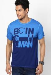 Being Human Clothing Printed Blue Round Neck T Shirt men