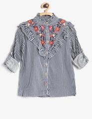 Bella Moda Blue Striped Regular Top girls