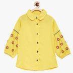 Bella Moda Yellow Self Design Shirt Style Top Girls