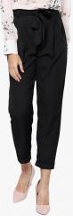 Besiva Black Solid Coloured Pant women