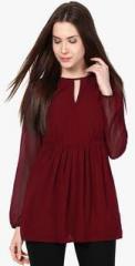 Besiva Maroon Solid Blouse women