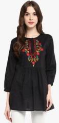 Bhama Couture Black Embroidered Tunic women