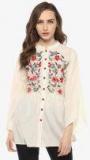 Bhama Couture Cream Printed Shirt Style Top Women