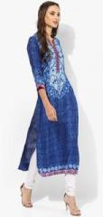 Biba Blue Printed Viscose Kurta women