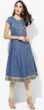 Biba Blue Yarn Dyed Poly Cotton Anarkali Kurta women