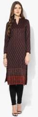 Biba Brown Yarn Dyed Poly Cotton Kurta women