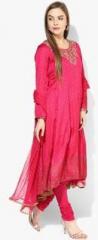 Biba Fuchsia Printed Cotton Salwar Kameez Dupatta women