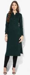 Biba Green Yarn Dyed Acrylic Wool Kurta women