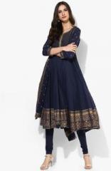 Biba Navy Blue Embroidered Salwar Kameez Dupatta women