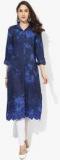 Biba Navy Blue Printed Cotton Kurta women