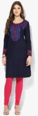 Biba Navy Blue Printed Kurta women