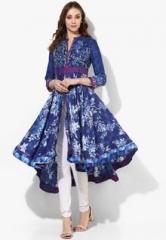 Biba Navy Blue Printed Viscose Kurta women