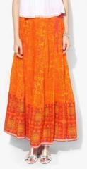 Biba Orange Flared Cotton Skirt women