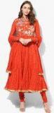 Biba Orange Solid Churidar Kameez Dupatta With Ethnic Jacket women