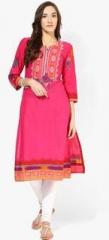 Biba Pink Printed Cotton Kurti women