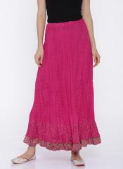 Biba Pink Printed Detail Maxi Flared Skirt women