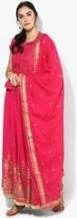 Biba Pink Self Pattern Salwar Kameez Dupatta women