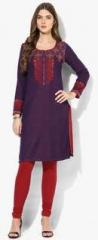 Biba Purple Yarn Dyed Poly Cotton Kurta women