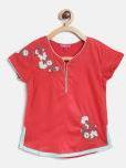 Biba Red Self Design Regular Top Girls