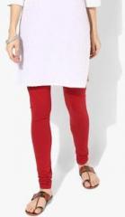 Biba Red Solid Cotton Churidar women